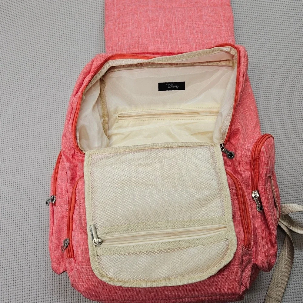Disney Minnie Mouse Backpack Coral Pink Diaper Bag‎ Travel Organizer Insulated